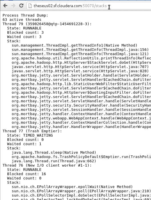 Example stacks servlet